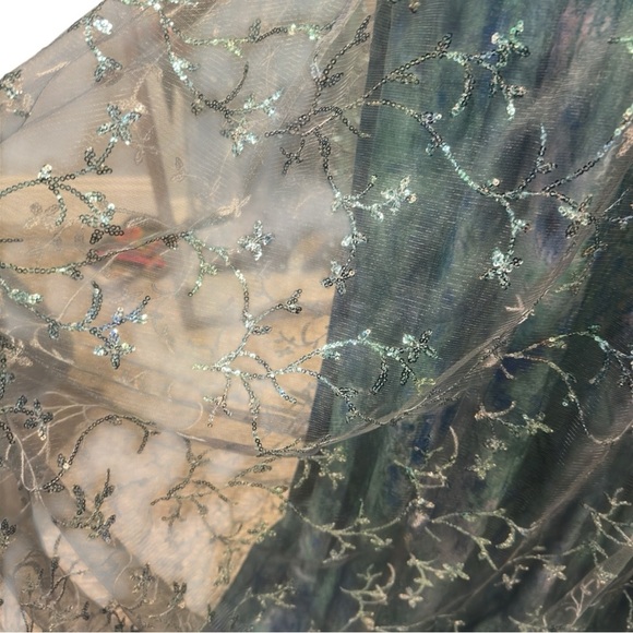 NWT RENE RUIZ Three-Quarter Sleeve Sequin Shirt Gown Embellished Dress Size 14 - Picture 7 of 12